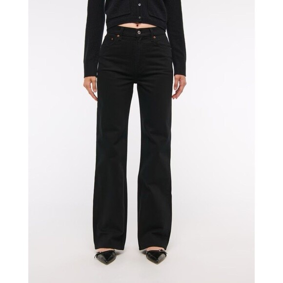 NEW Abercrombie Womens 27 4R High Rise 90s Relaxed Fit Jeans Black Charcoal Wash - Picture 1 of 8